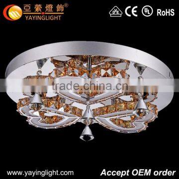 Crystal ceiling plate chandelier,Round Plate Contemporary LED Crystal Ceiling Chandelier