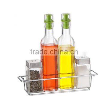 SINOGLASS 2 pcs 250ml square shape glass oil and vinegar bottle spice jar salad dressing set