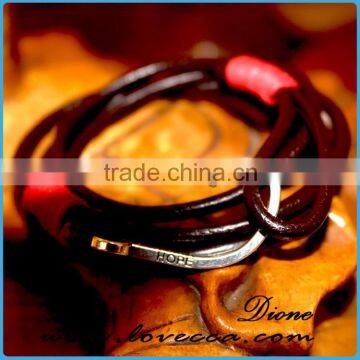Handmade Mens Genuine Braided Leather Hook Anchor Bracelet photo-3
