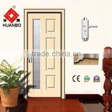 Modern design mdf pvc interior wooden laminated doors with glass