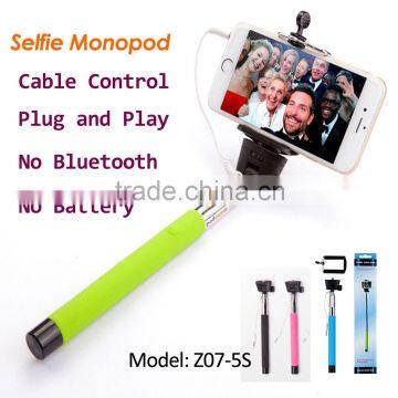 Hot Selling Wired Cable Selfie Stick Monopod wholesale