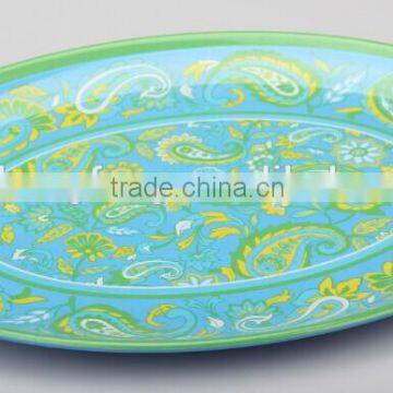 Oval Shape Melamine Plastic Dinner Plate big plate with decal