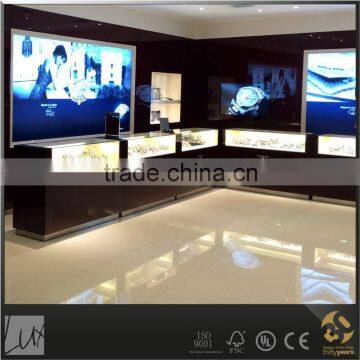 High quality ultra clear glass counter top display cabinet unit