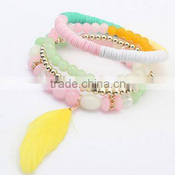 Best selling products fashion bracelet feather beads