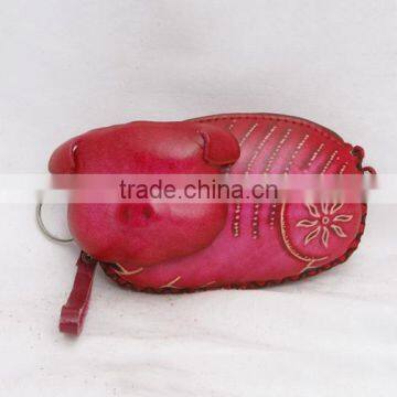 Handmade Leather Large Pig Coin Purse photo-2