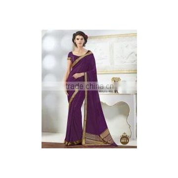 Super Purple Crepe Silk Saree/buy online designer sarees