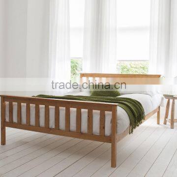 European hot pine wood bed king size natural wood color