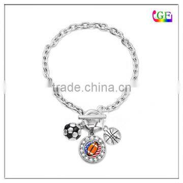 Zinc Alloy sport ball Charms Metal Chain Bracelet