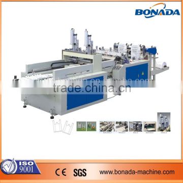 DFR-E400*2/500*2 Double Lanes Shopping T-shirt Bag Making Machine with Inline Punching Machine