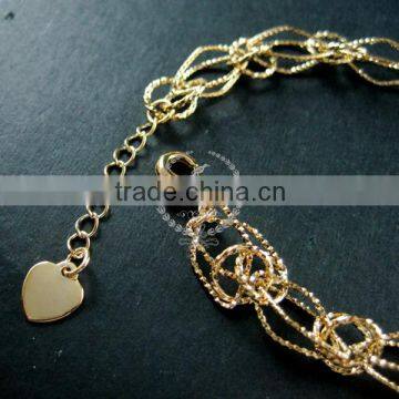 19cm 14K Light Gold Plated Brass Faceted Rhombic Link Fashion DIY Bracelet Supplies 1900072 photo-2