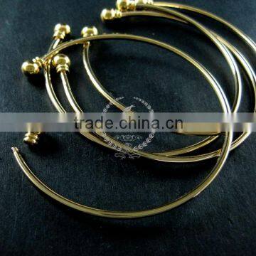 2mm Thick Wire One End Open Brass 14K Light Gold Plated Wiring Bangle Bracelet Cuff DIY Supplies 1900090 photo-2