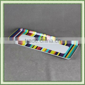 Melamine rectangle Tray striped design