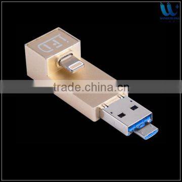 100% Original IC OTG USB Flash Drive HD U-Disk USB Disk 3 in 1 OTG for Android/ios iPhone PC