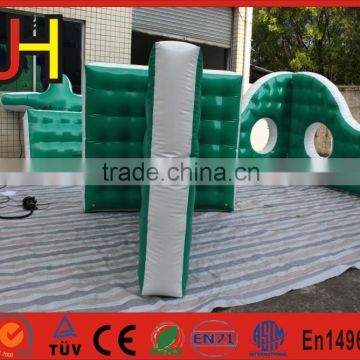 Cheap Green&White T-Shape Wall Inflatable Paintball Bunkers For Sale