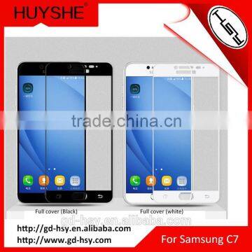 HUYSHE 2.5D silk print full cover screen protector for Samsung galaxy c7 c7000 edge to edge tempered glass
