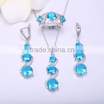 Top sale blue cubic zircon stone brass jewellery