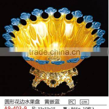 Flower shape pc round fruit tray with embossed pattern