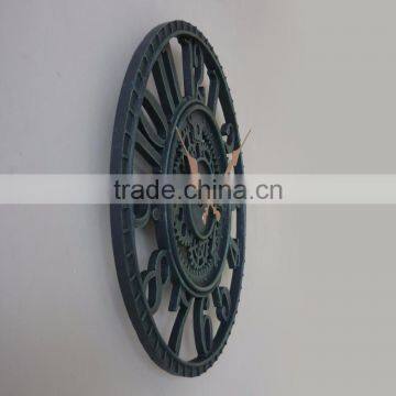 12 Inch Blue Mechanical Decorative Polyresin Clock photo-3