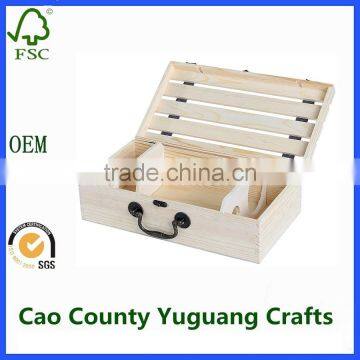 2 Bottle Wooden Wine Boxes Handmade Natural Pine Wood Wine Travel Storage Box photo-2