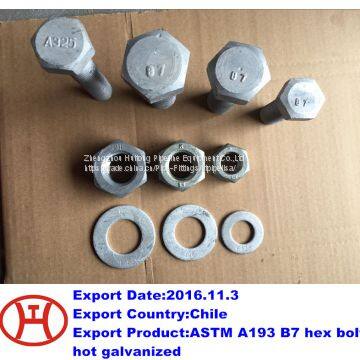 ASTM A193 B7 hex bolt hot galvanized