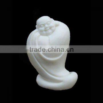 White Small Marble Craft of Laughing Buddha Statue