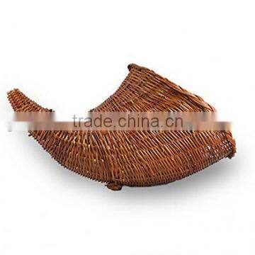 Planter With Basket Beautiful Floral Basket Wicker Rattan Cornucopia Basket photo-2