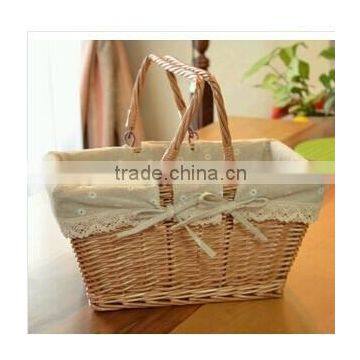 Cheap wicker shopping basket with two moveable handles wicker basket for shopping