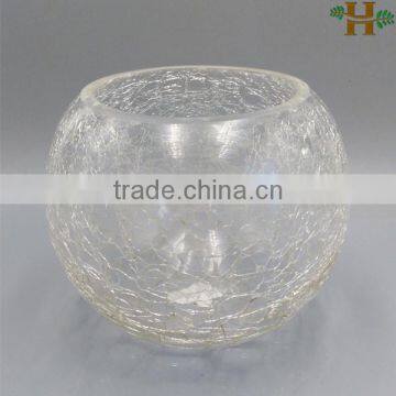 Hand blown crackled clear glass bowls for decorations