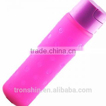 Drop resistant reinforeced glass water bottle silicon sleeve