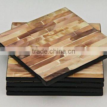 High quality eco friendly mother of pearl square coaster 10 cm