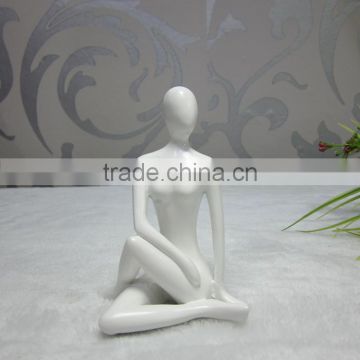 White Resin Abstract Modern Yoga Lady Sculpture