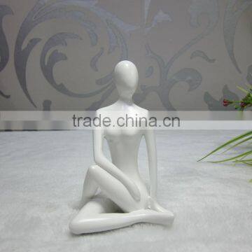 Black Resin Abstract Modern Yoga Lady Sculpture photo-2