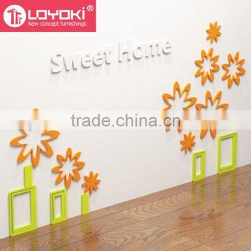 Wall Stickers DIY wood 3D flower shape Home Decal Living Room Murals Wall wood furniture sticker Decor