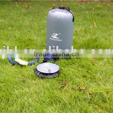 collapsible Foot pump regulated non-gravity camp shower