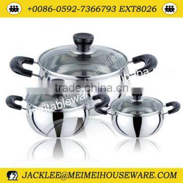 6Pcs black handle & stainless steel cookware set