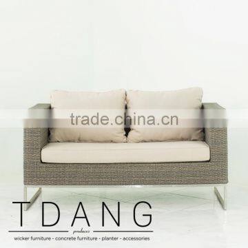 Coronado Wicker Bench With Stainless Steel Base - Contemporary Rattan Furniture Bench. photo-4