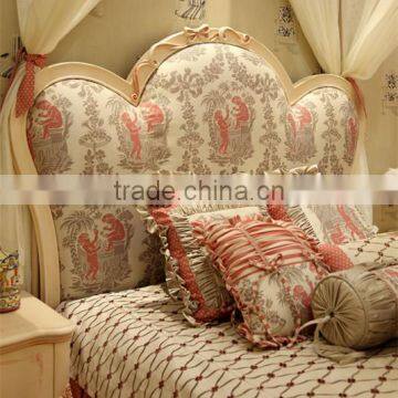 European Style Antique Ivory Color and Pink Hand Drawing Children Wooden Carved Girl Princess Bed With Canopy - BF07-70357 photo-3