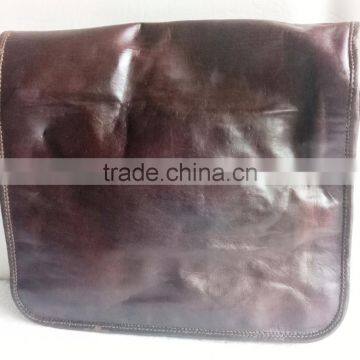 High Quality Handmade Vintage Pure Goat Leather Sling Bag photo-3