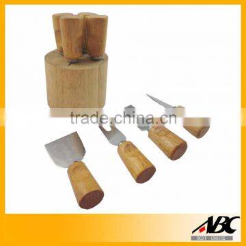 Wholesale LFGB Wooden Block Cheese Knife Set