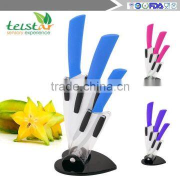 2015 New High Quality Bamboo Handle Ceramic Knife Blade Black Suit Exquisite Kitchen Knife With Holder photo-2