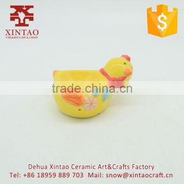 Yellow unique custom ceramic chicken candle holder