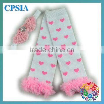 Valentine day leg warmers for baby girl sweet heart baby leg warmers with loving heart hair bands children leg warmers