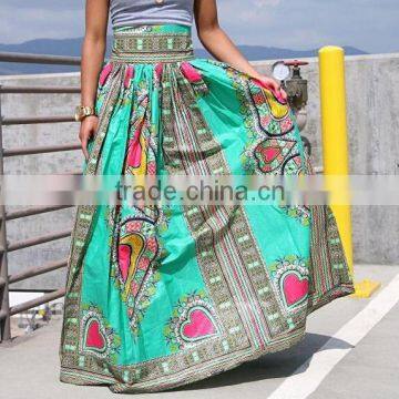 Women's High Waist Dashiki African Print Maxi Skirt Summer Boho Dress photo-3