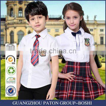 Custom Primary School Shirt /Short Skirt And Pants For Children Summer School Uniform