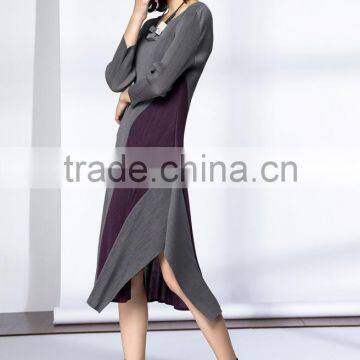 High Elastic Pleat Asymmetrucal Spring Women Dress photo-5