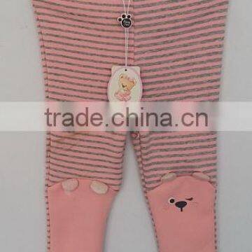 Cool Baby Girls Pink and Grey Stripes Knit Pant for Winter