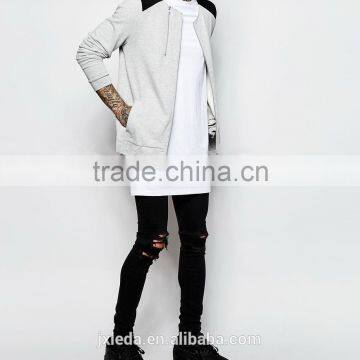 OEM Custom Wholesale Double Zips Streetwear Man Bomber Jacket in Jersey Made in China photo-3