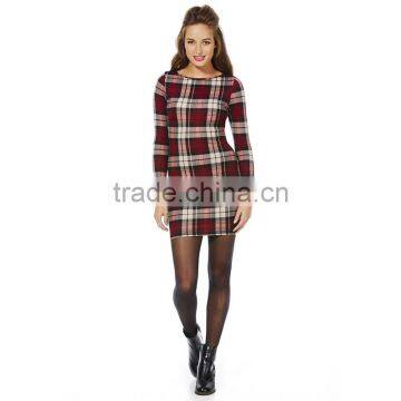 Wholesale Bodycon Slim Pencil Party Dress Design Your Own Fashion Checked Dress photo-2