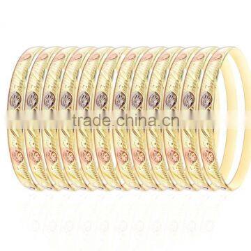 6 MM Three Tone Plated Diamond Cut Bangles