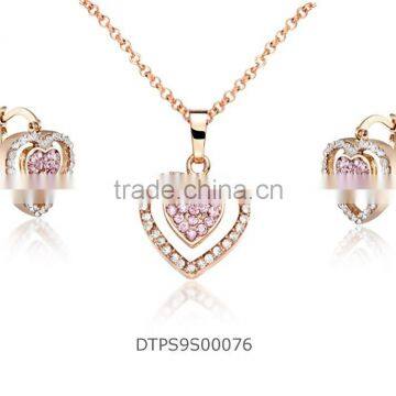 Rose Gold plated Heart with CZ Studded Fashion PendantSet